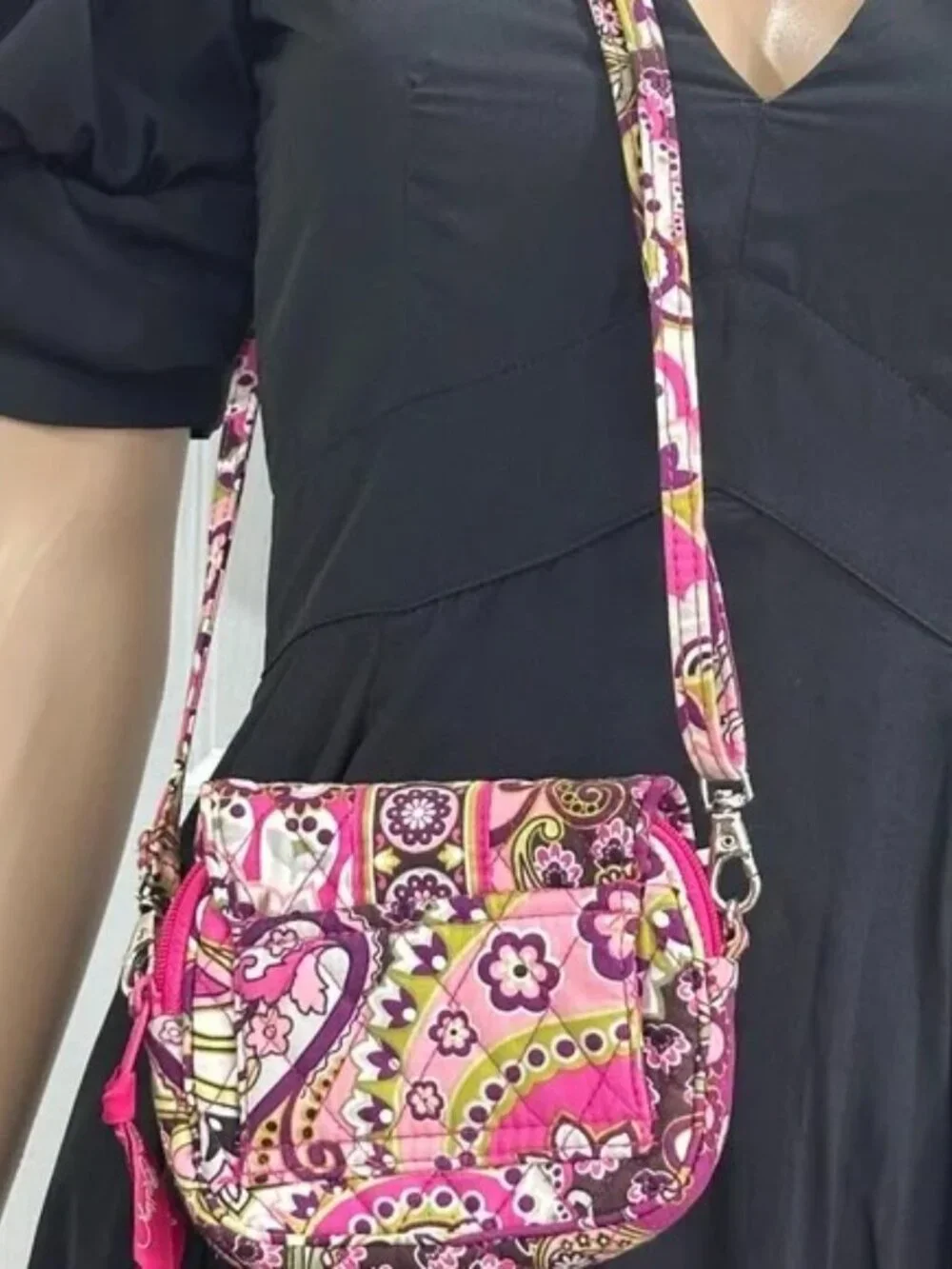 Vera Bradley Pink and Purple Crossbody Bag with Floral Elegance